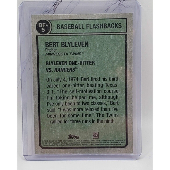 2023 Topps Heritage Baseball Flashbacks 1974 Bert Blyleven #BF-5 Insert Twins - Picture 2 of 4